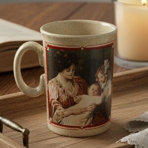 Watkins 1914 Almanac Vintage Ceramic Mug with Family Portrait Made in England